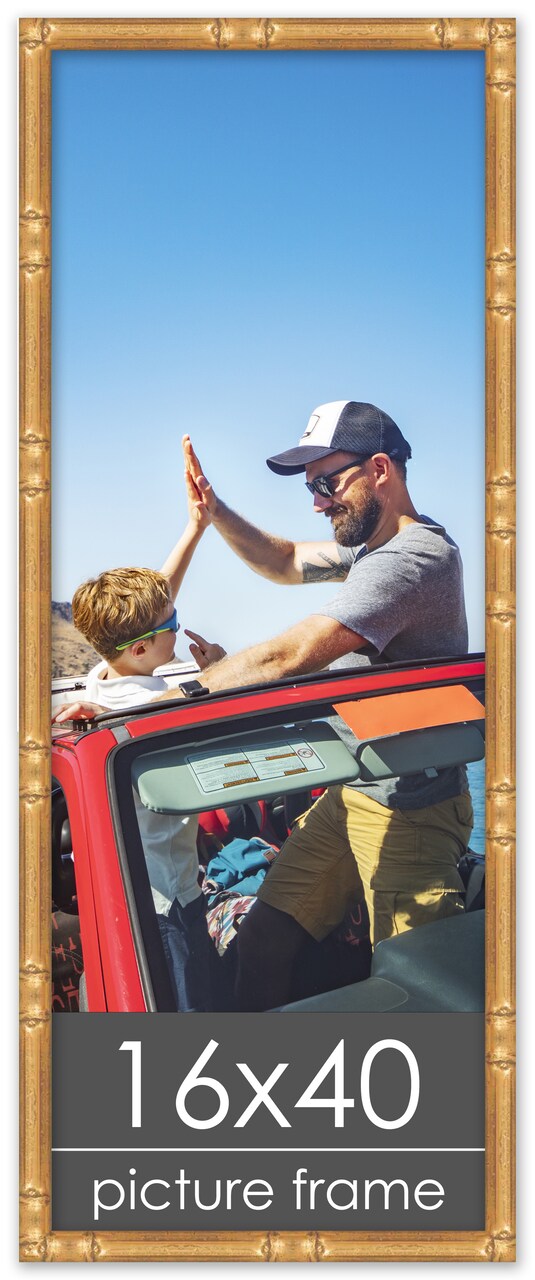 16x40 Thin Bamboo Picture Frame with UV-Resistant Acrylic & Acid Free Backing, Available in 2 Finishes - Gold and Brown